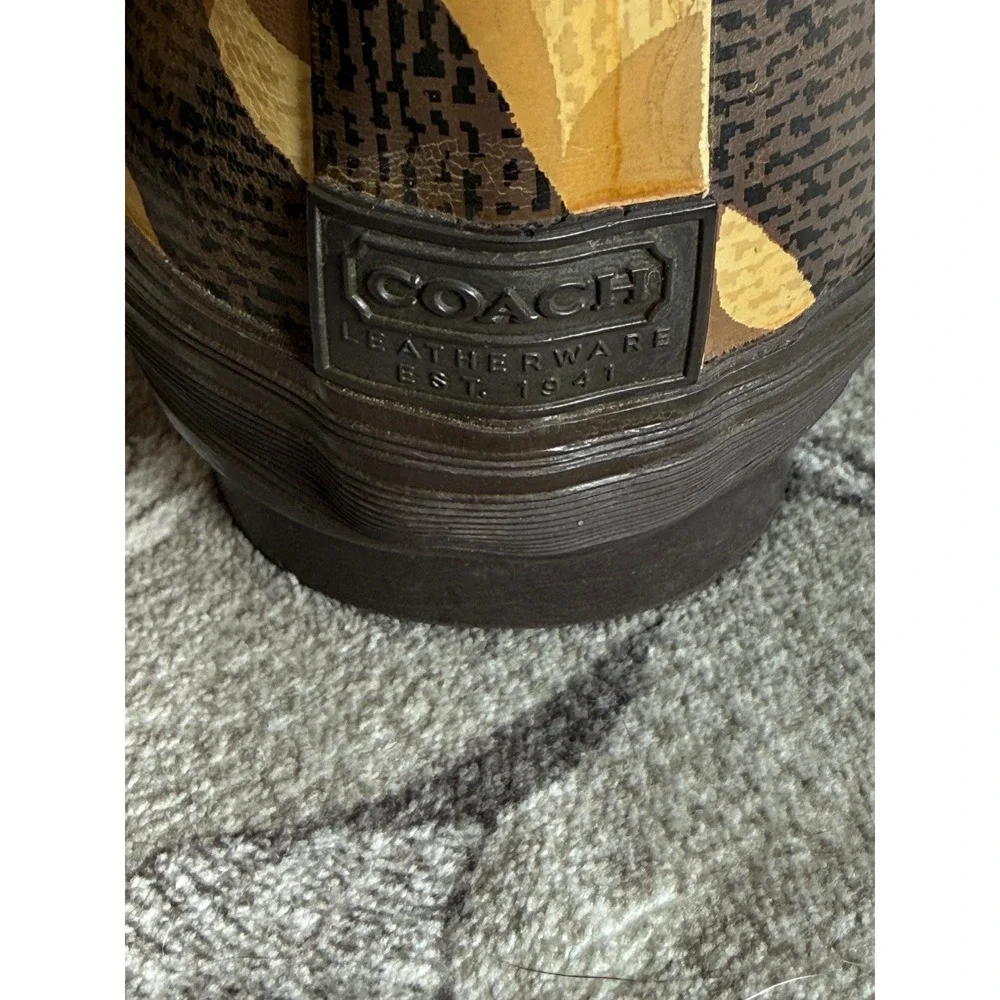 Coach Pammie Rain Boots Brown Tan Signature C Luxury Zebra Tall Womens 10B